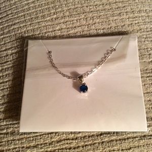 EFFY Faux Sapphire Necklace Silver Tone Pendant Chain Blue Pendant Minimalist